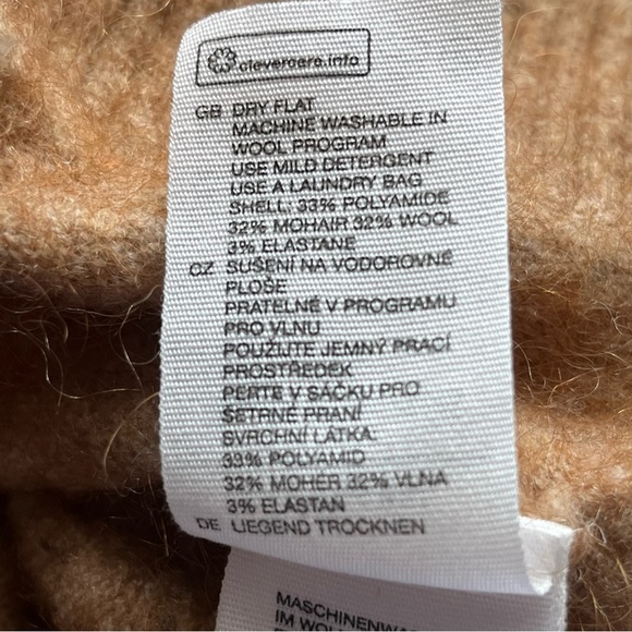 & Other Stories tan wool mohair blend button front cardigan, pockets, small - Picture 5 of 7